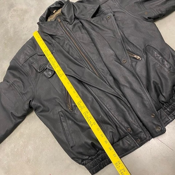 Vintage y2k 90s black collared a-2 aviator leather jacket - Picture 4 of 5